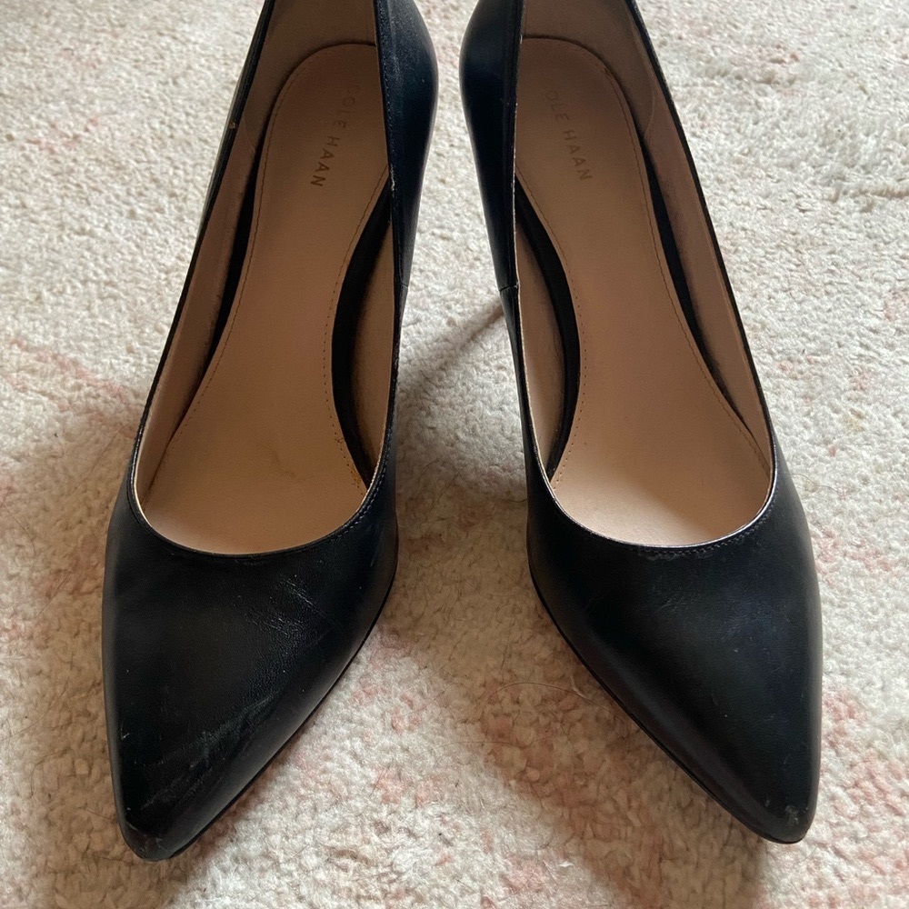 Cole Haan Black Heels Sleek Pointed-Toe Design